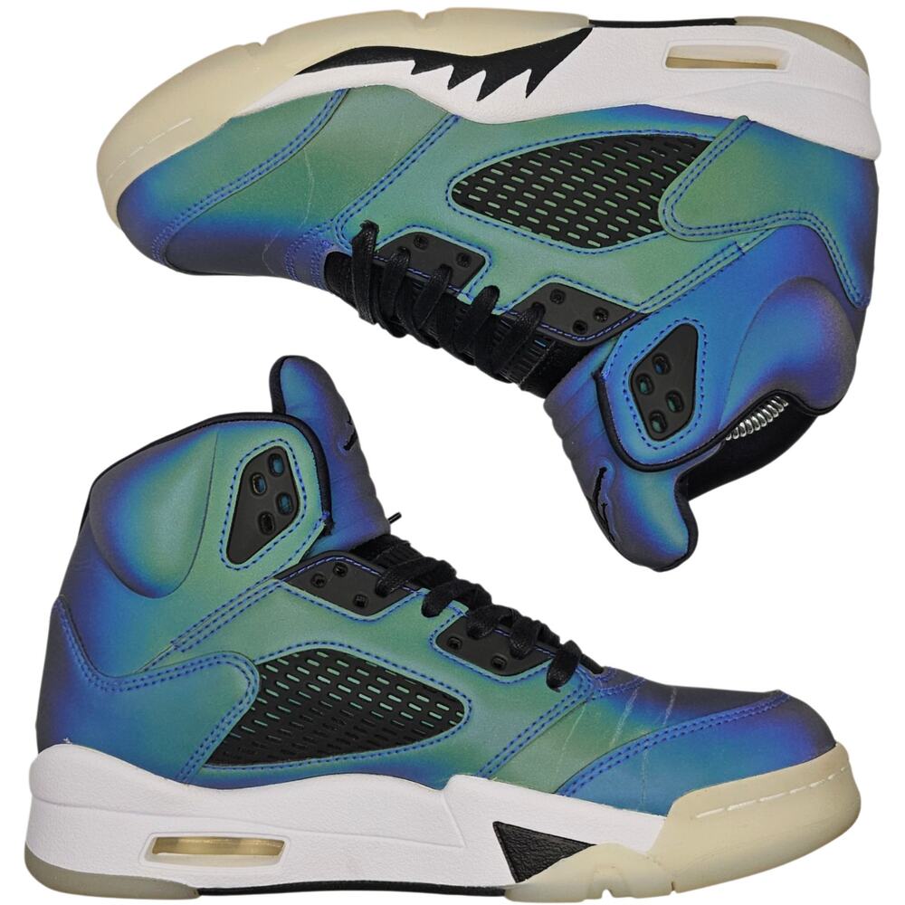 Nike Air Jordan 5 Retro Iridescent Oil Grey Blue Womens 8 Sneakers - Picture 7 of 10
